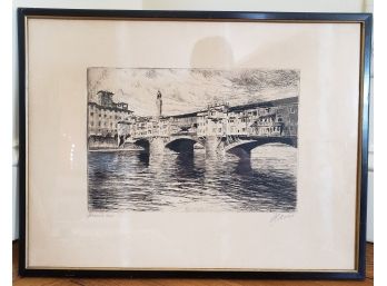 Vintage Etching Of Florence 1926 By Kalle Artturi Havas