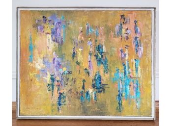 Vintage  Abstract Impressionist Oil Painting On Canvas 1950s