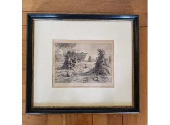 Vintage Penciled Signed Etching By Gustav Adolf Hoffman