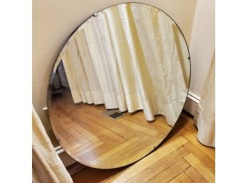 Vintage 30' Round Beveled Glass Wall Mirror