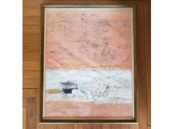 Vintage 2 Dimensional Multi Media Painting - Hills Athens By Gregory Owens?