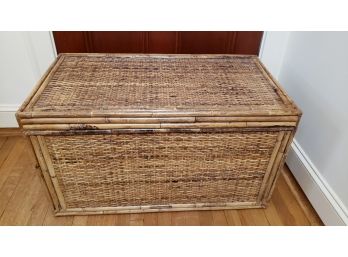 Very Nice Large Wicker Wood Lined  Trunk  Might Be Cedar?