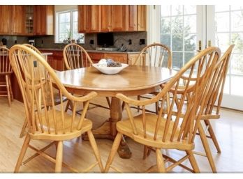 Oak Kitchen Table And Six Chairs
