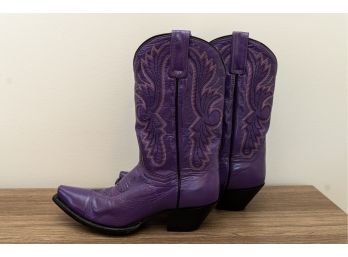 Pair Of Dan Post Purple Leather Cowboy Boots