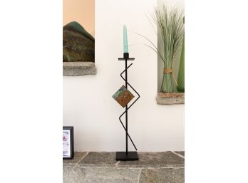 Sculptural Metal Art  Candlestick