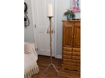 Floor Standing Metal Candle Holder W Twist Rope & Tassel Design