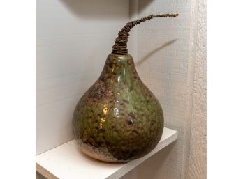 Glazed Ceramic And Metal Gourd Form Sculpture