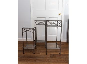 Metal And Glass Accent Tables/Plant Stands