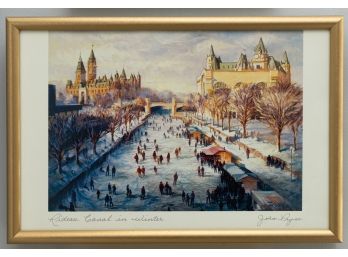 Rideau Canal In Winter By John Pryce - Framed Print