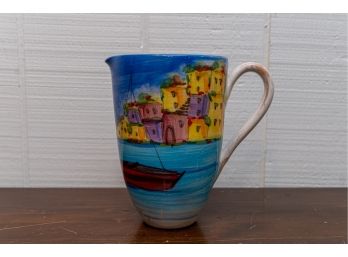 Hand Painted Vietri Ceramic Pitcher - Made In Italy