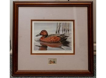 Vintage Limited Edition Cinnamon Teal Duck Stamp Print By G. Mobley - Signed By Artist Hand - Framed