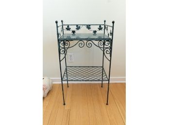 Two Tiered Metalwork Table W Stone Top And Leaf/Scroll Motif