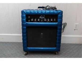 Vintage Kustom Music Amplifier With Blue Sparkle Vinyl Padded Exterior