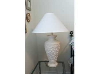 Textured Cream Tone Ceramic Table Lamp W Cone Shade