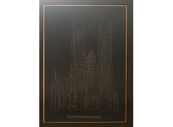 Westminster Abbey Rub & Etch On Black Paper Created At The Gothic Abbey Church-  In Vintage Frame