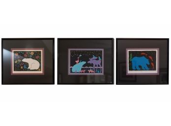 Pencil Signed And Numbered Carolee Pollock Limited Edition Silkscreen Prints - Framed Set Of Three