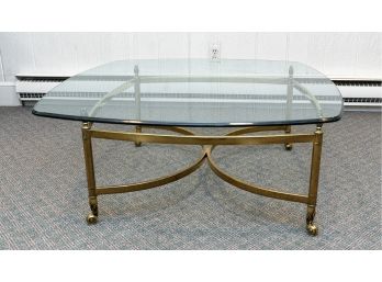 Vintage Brass And Glass Topped Coffee Table