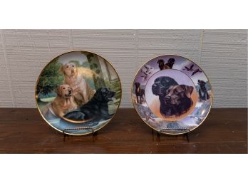 Franklin Mint Limited Edition Canine Companions & Friends In The Field Plates By Artist Nigel Hemming - A Duo