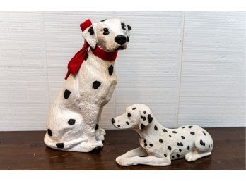 Two Dalmatian Dog Sculptures - One Signed By Artist For Sandicast