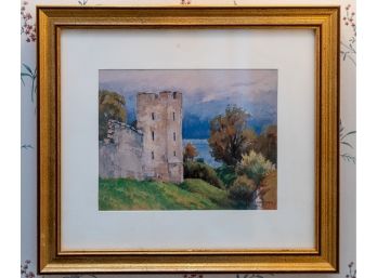 Castle Turret Print In Vintage Gilt Frame