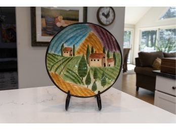 Stone Lite Hand Painted Ceramic Plate W Stand