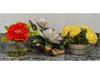 Ceramic And Imitation Flower Tabletop Decor