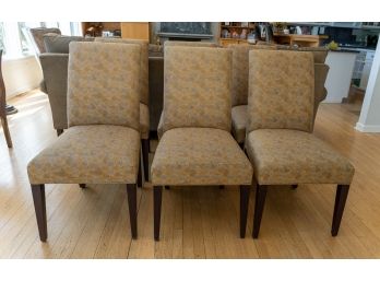 Six Custom Made Dining Chairs With Circular Swirl Design Upholstery (Purchased At United House Wrecking)