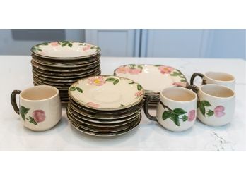 Vintage English Franciscan Ware Hand Painted Desert Rose Pattern - 16 Plates, 7 Saucers, 4 Cups