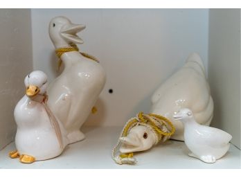 Ceramic Duck Figures - Family Of Four