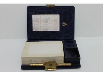 1909 Cross Leather And Brass Secretary Book With Ink Bottle And Pencil