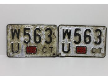 1956 Connecticut Car License Plate Matching Pair