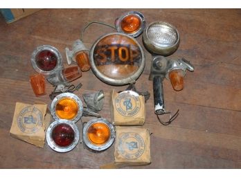 Lot Of Antique Car Automobile And Bicycle Lights