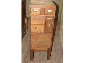 Great Antique Oak Office Or Library File Cabinet Card Catalog Furniture