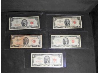 1953 And 1963 Red Labeled 2 Dollar Bills