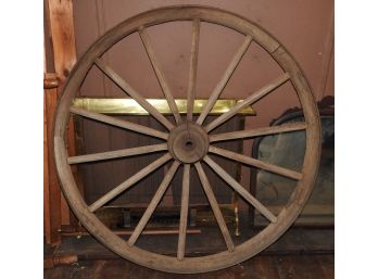 Massive 56 Inch Tall Wooden And Cast Iron  Wagon Wheel