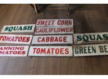 Double Sided Wood Farm Sign Lot Of 9 With Fruits And Vegetables