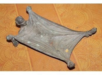 Antique Devil Or Demon Metal Trinket Dish Tray