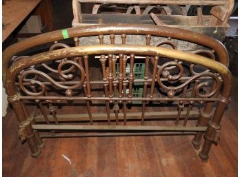 Antique Full Size Heavy 70 Plus Pounds Brass Headboard And Footboard