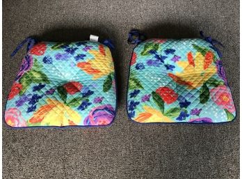 Colorful Floral Quilted Seat Pads, Reversible