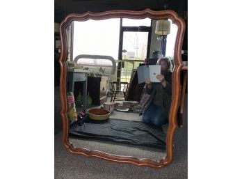 Large Scalloped Fruitwood Mirror 43 X 35