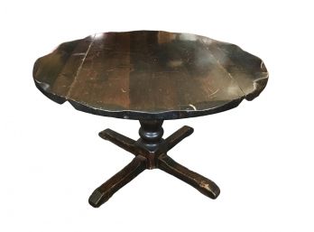 Round Dark Rustic Pine Drop Leaf Dining Table