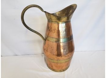 Vintage Brass & Copper Decorative Large Pitcher