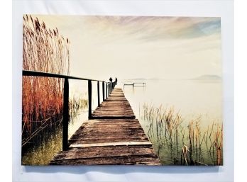 Large Stretched Canvas Art Print Fishing Pier In Marsh