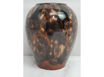 Fantastic Vintage 6.75' Brown Multi Colored Drip Glaze Pottery Flower Vase