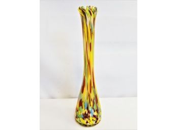 Vintage Multicolored Hand Blown Stretch Art Glass 19.5' Bud Vase - Murano?