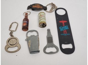 Cool Lot Of Vintage Key Chains, Bottle & Can Openers - Including Pop Up Miller Lite Bottle Opener