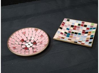 Vintage Mid Century Modern Small Mosaic Tile Dishes