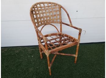Vintage Mid Century Bamboo & Wicker Single Arm Chair