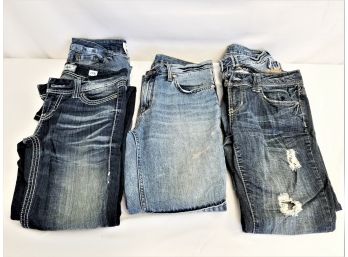 Five Pairs Of Women's Distressed Dark & Light Denim Jeans  Indigo Rein,  Baleys,  Size's 5 - 7