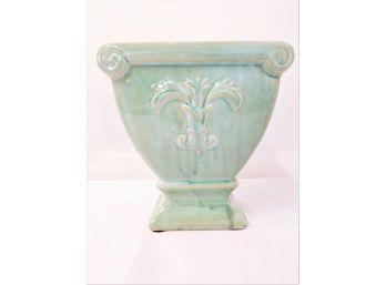 Vintage Green Ceramic Pedestal Planter